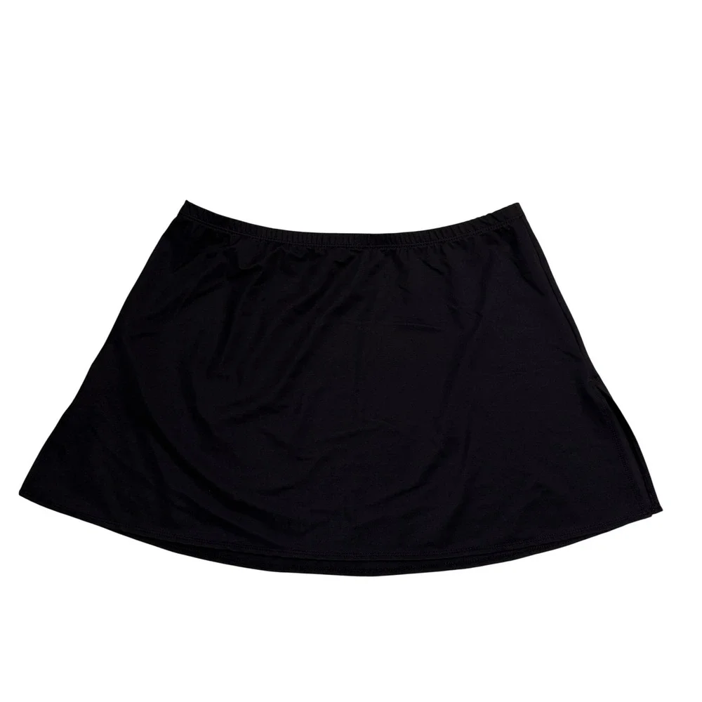 Magicsuit Swim Skirt Black Solid Mid Rise Athletic Beachwear Skirtini Bottom